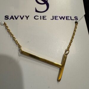 Savvy Cie Gold Bar Necklace